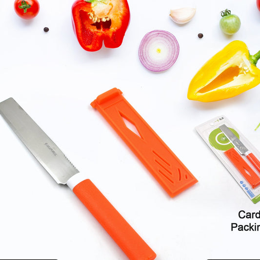 Stainless Steel Knife For Kitchen Use Knife Set Knife  Non-slip Handle With Blade Cover Knife - Happy Price - Image 1