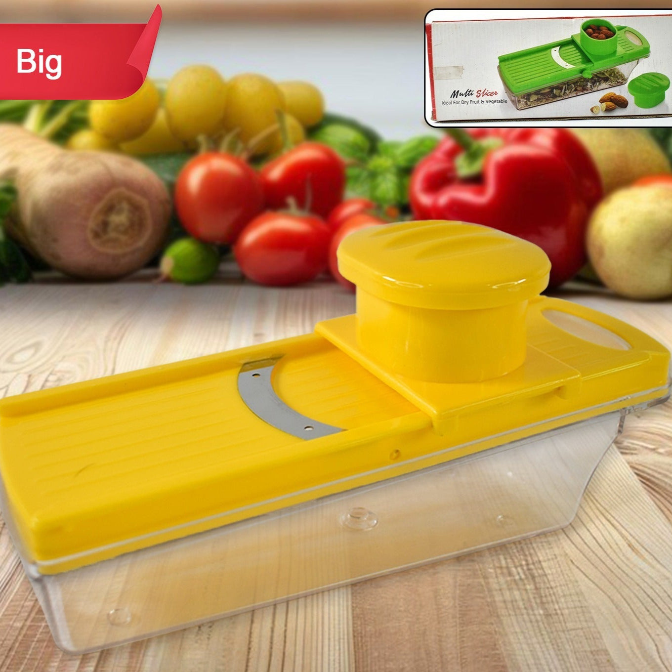 Big Multipurpose Vegetable And Fruit Slicer (Yellow  1 Pc) - Happy Price - Image 1