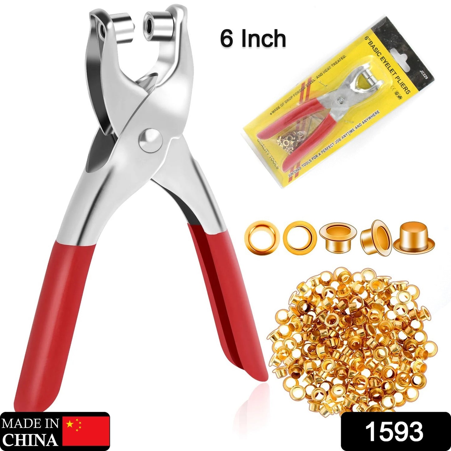 Grommet Setting Tool With 25 Pcs Gold Eyelets Grommets Steel Hole Punch Setter Kit For Leather Canvas All Fabrics Men And Women Clothes Shoes Belts Bags Crafts - Happy Price - Image 2
