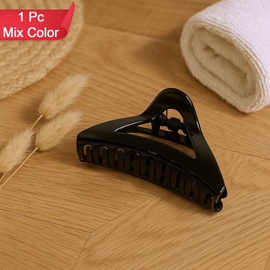 Triangle Shape Mix Color Plastic Hair Claw Clip  1 Pc Durable Grip For Women And Girls - Happy Price - Image 1