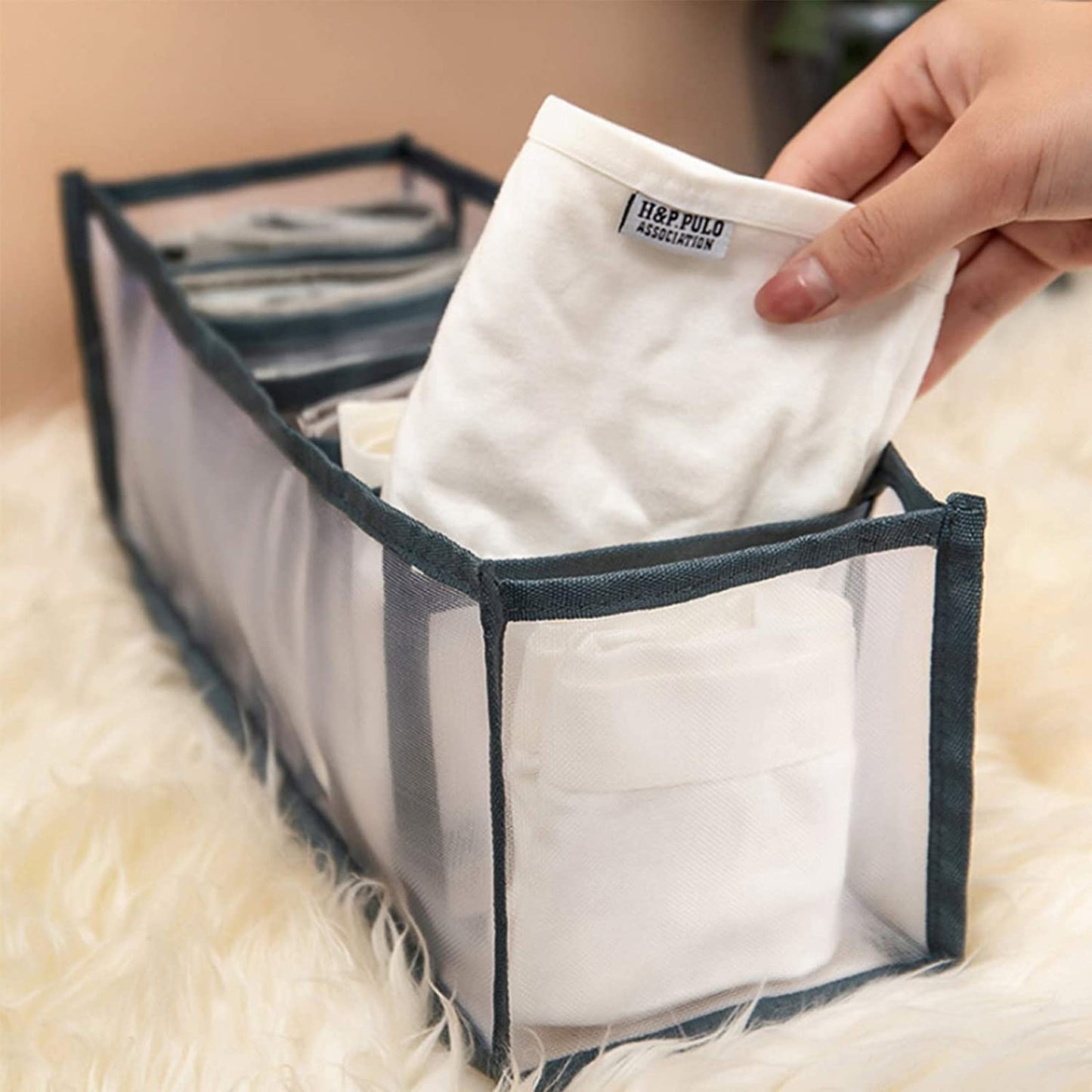 Clothes Organizer +7 Grid Drawer Wardrobe Clothes Organizer Jeans Closet Cabinet Organizers Portable Foldable Storage Containers - Happy Price - Image 6