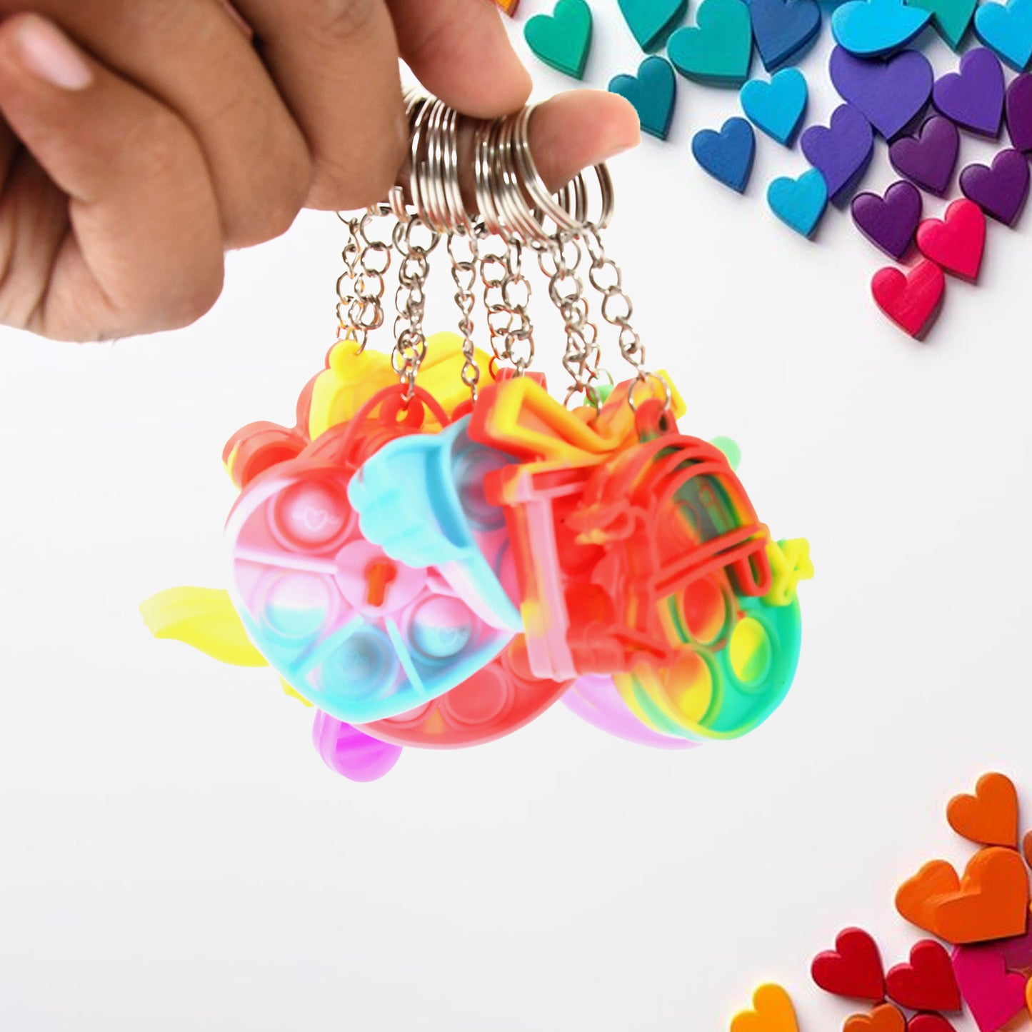 Compact Silicone Pop It Keychain Toy - Birthday Return Gift Of Kids - Portable Bubble Popping Fun Stress Relief Fidget Toy (Mix Design  1 Pc) - Happy Price - Image 4