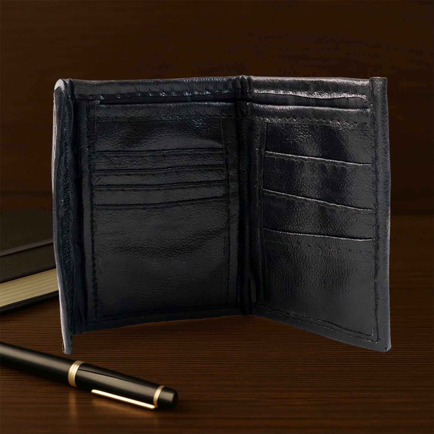 Genuine Leather Bi-Fold Wallet for Men - Slim Card Holder with Multiple Slots