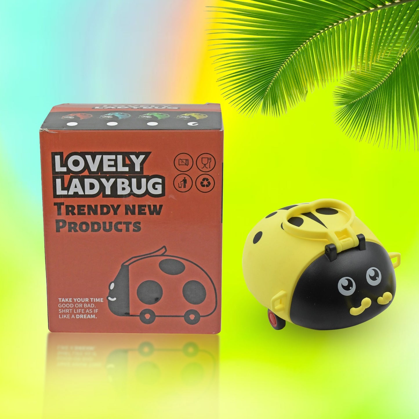 Cute Plastic Bug Shape Water Bottle With Adjustable Shoulder Strap 4 Wheel   Straw Portable Drinking Cup Water Bottle For Kids  Water Bottle  Return Gift For Kids  Water Bottle With Straw  School Kinds Water Bottle (1 Pc) - Happy Price - Image 7