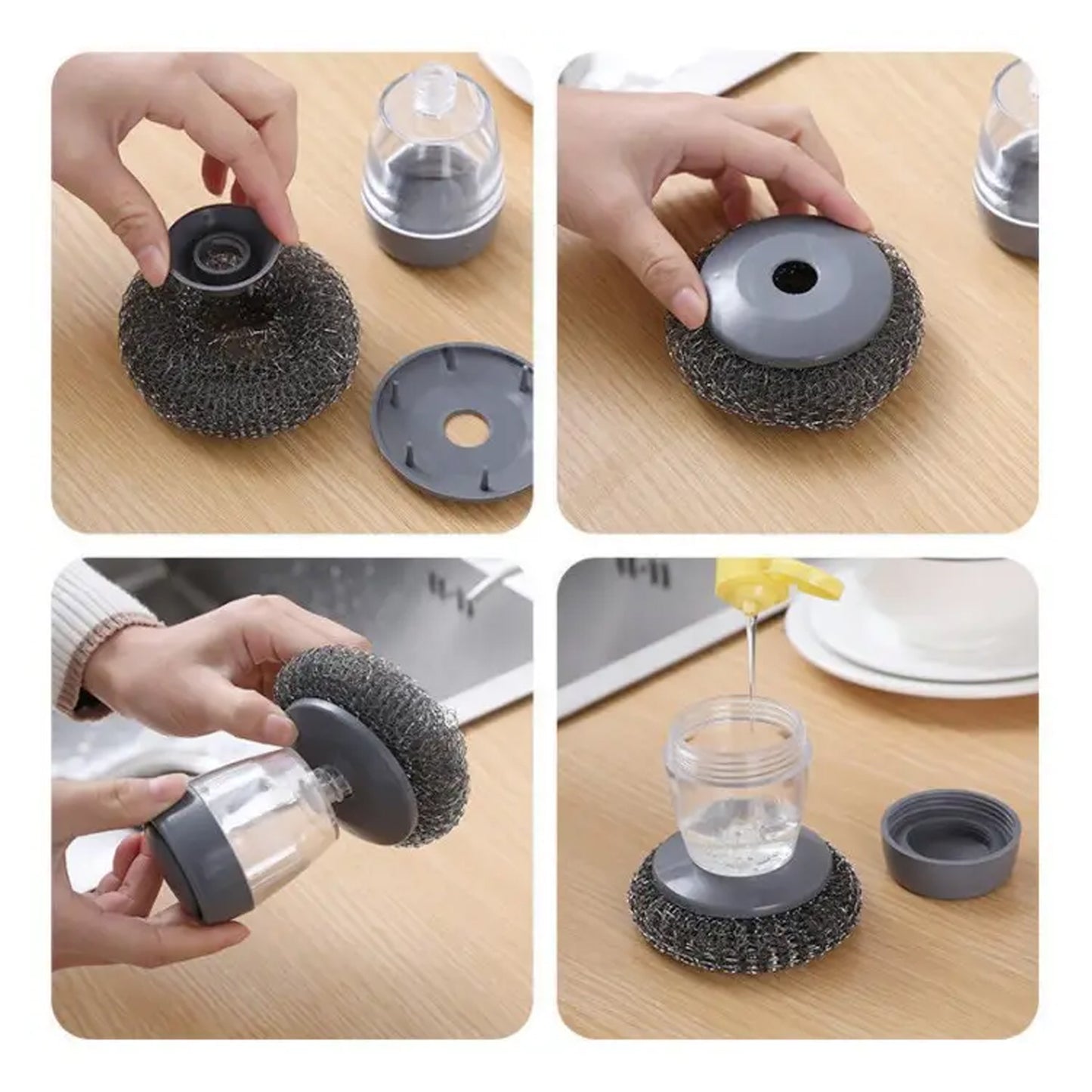 Soap Dispensing Palm Brush Washing Liquid Dish Brush Soap Pot Utensils With Dispenser Cleaning - Happy Price - Image 4