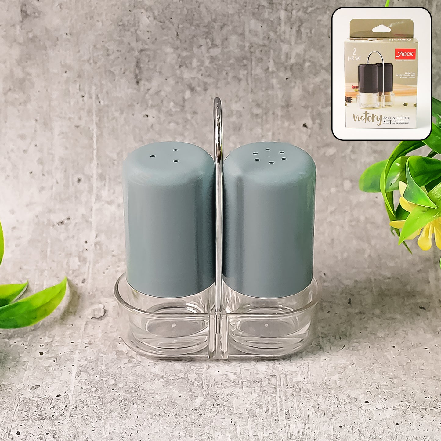 Apex Victory Salt  Pepper Dispenser Set  2 Pcs Acrylic Seasoning Shaker - Happy Price - Image 2