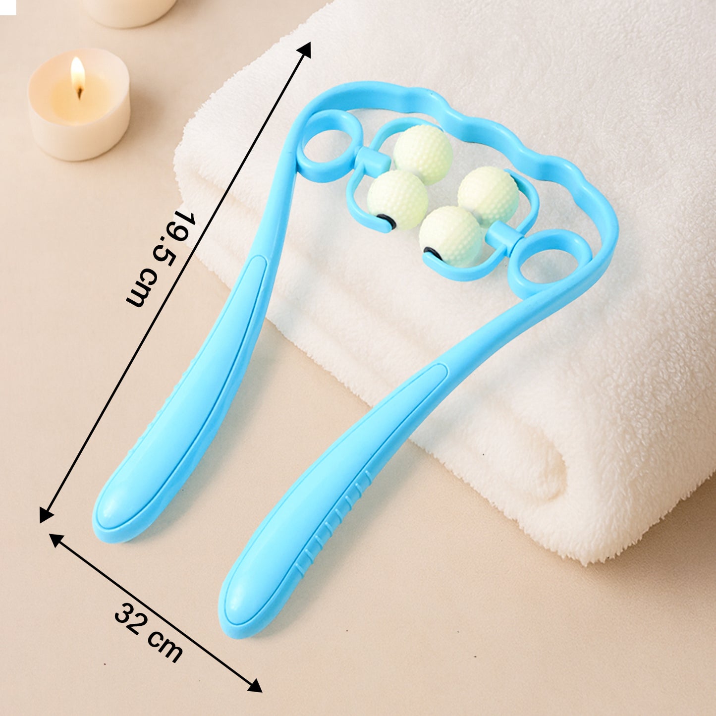 Dual Roller Neck & Shoulder Massager with 4 Balls - Manual Acupressure Tool