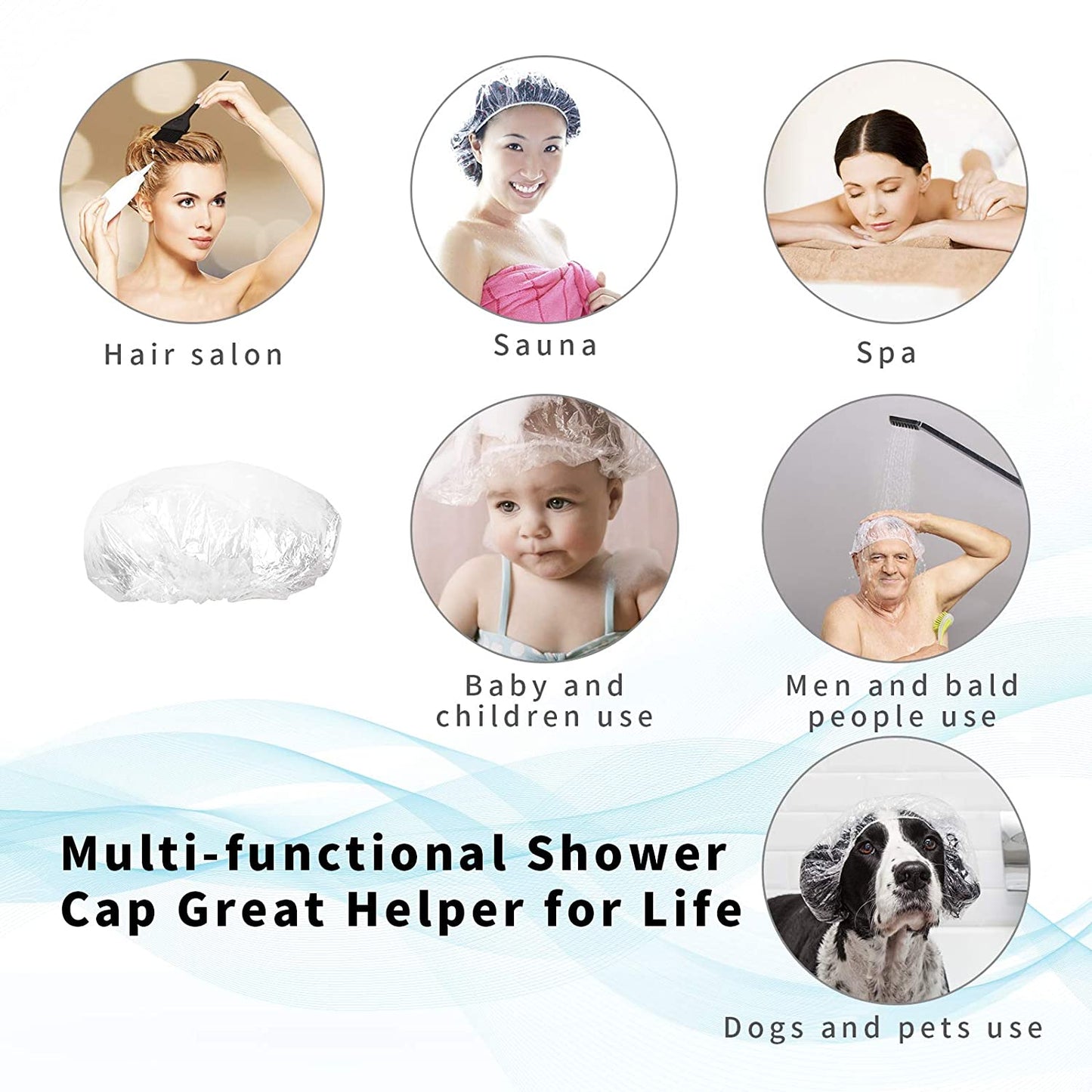 Disposable Shower Caps For Women Larger Thicker Waterproof And Individually Wrapped Plastic Elastic Hair Bath Caps For Hotel And Spa Hair Salon Home Use Portable Travel (Pack Of 12) - Happy Price - Image 3