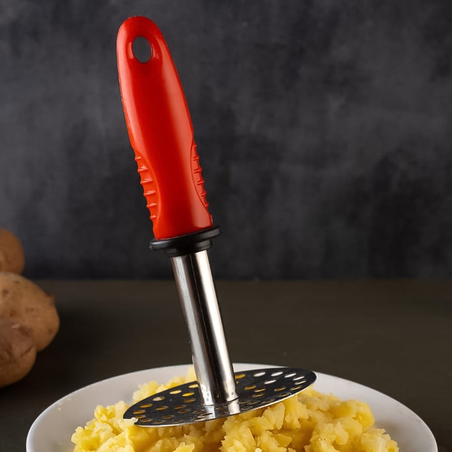 High Grade Stainless Steel Potato Masher Paubhaji  Pav Bhaji Masher With Plastic Handle (1 Pc) - Happy Price - Image 3