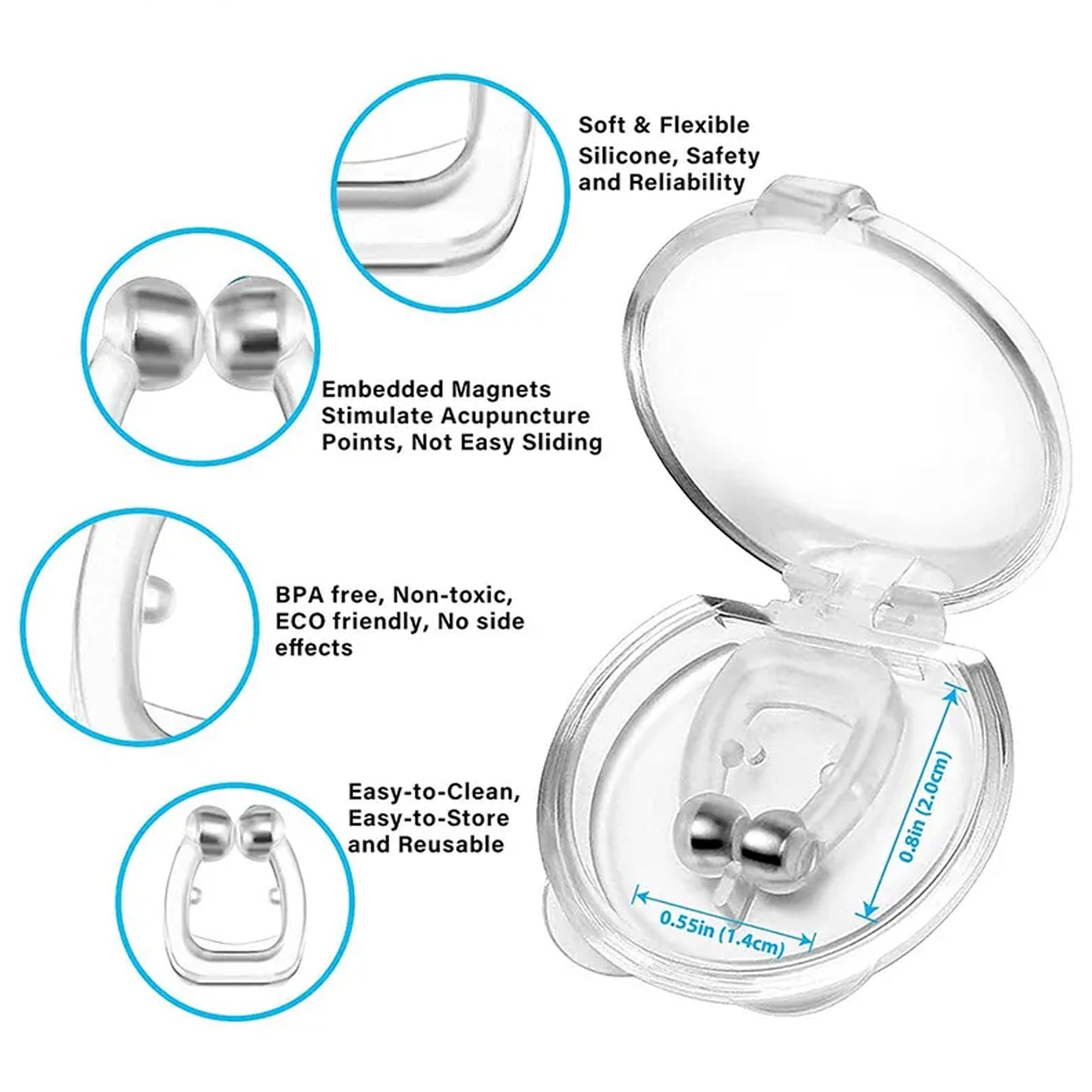 Anti Snore Device For Men And Woman Silicone Magnetic Nose Clip For Heavy Snoring Sleeper Snore Stopper Anti Snoring Device (1 Pc) - Happy Price - Image 6