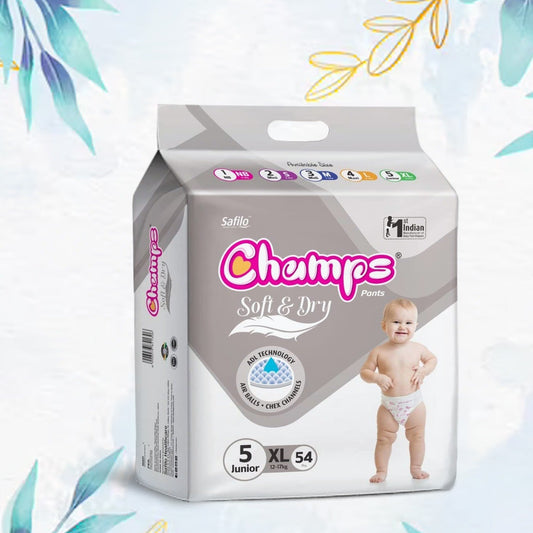 Baby Diaper High Absorbent Pant Diapers  Champs Soft And Dry Baby Diaper Pants Xl  54 Pcs (Extra Large  Xl54 Pieces) - Happy Price - Image 1