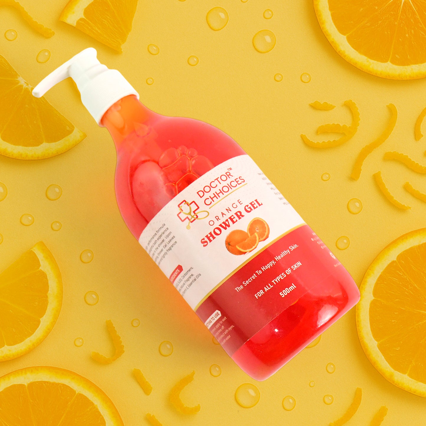 HappySkin Orange Shower Gel 500ml - Refreshing Body Wash for All Skin Types (1 Pc)