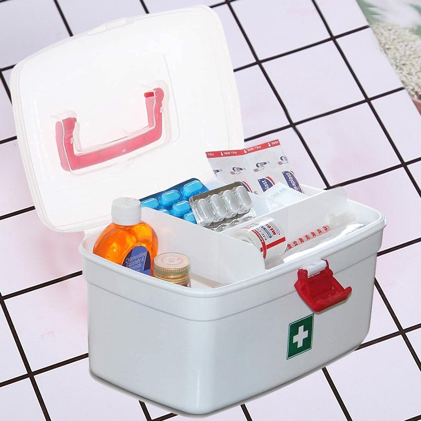Medical Box 1 Pieceindoor Outdoor Medical Utilitymedicine Storage Boxdetachable Tray Medical Box Multi Purpose Regular Medicine First Aid Box With Handle - Happy Price - Image 5