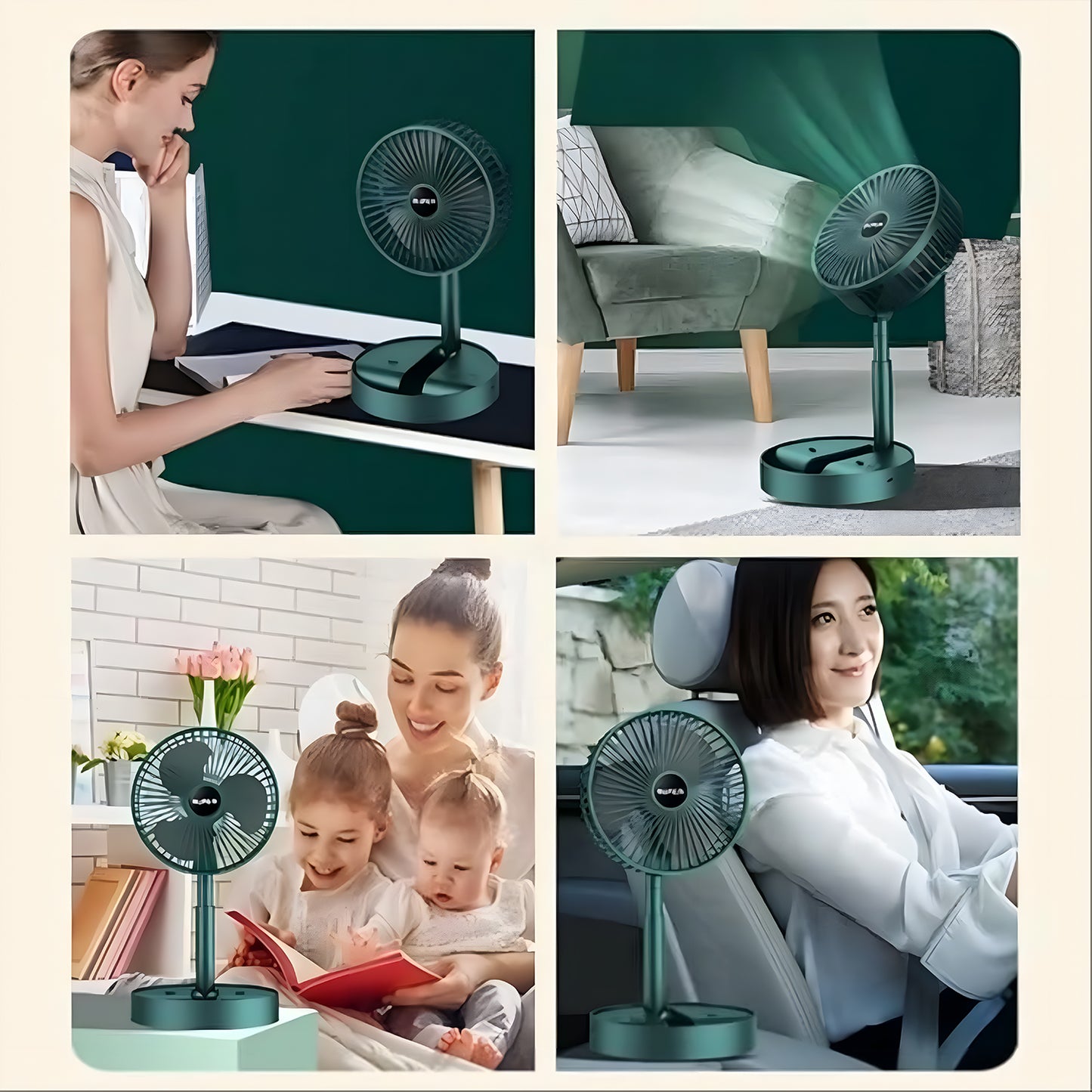 Telescopic Electric Desktop Fan Height Adjustable Foldable  Portable For Travelcarry  Silent Table Top Personal Fan For Bedside Office Table (Battery Not Include) - Happy Price - Image 4