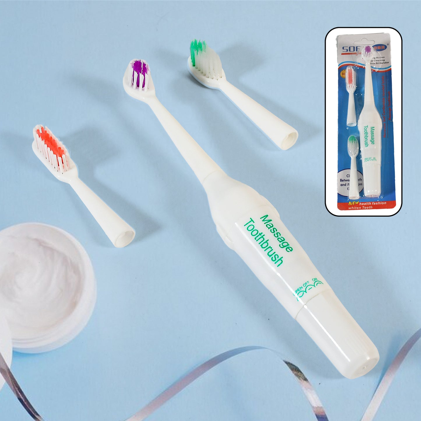 Electric Toothbrush For Adults And Teens Electric Toothbrush Battery Operated Deep Cleansing Toothbrush With Extra Brush Heads (Battery Not Included) - Happy Price - Image 2