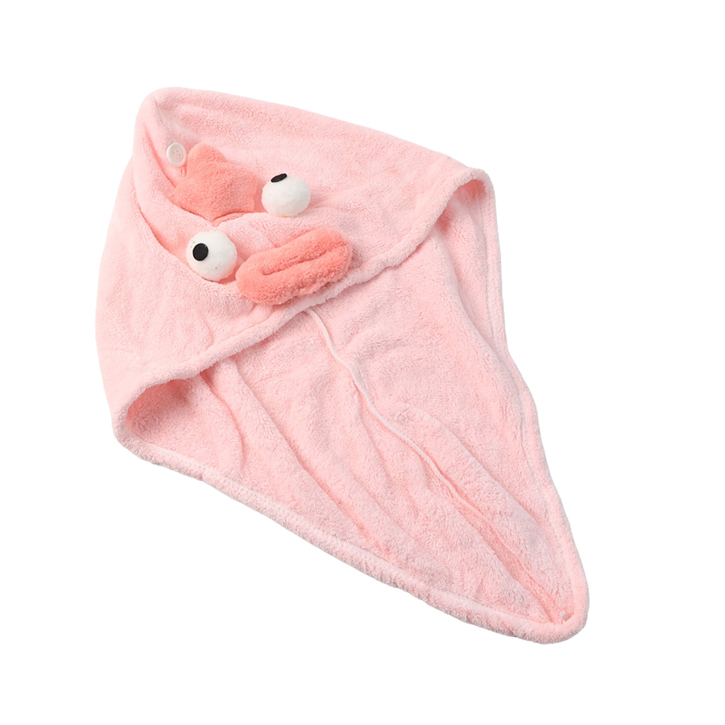 Soft Microfiber Cartoon Design Hair Drying Towel Wrap With Button Closure (1 Pc) - Happy Price - Image 2