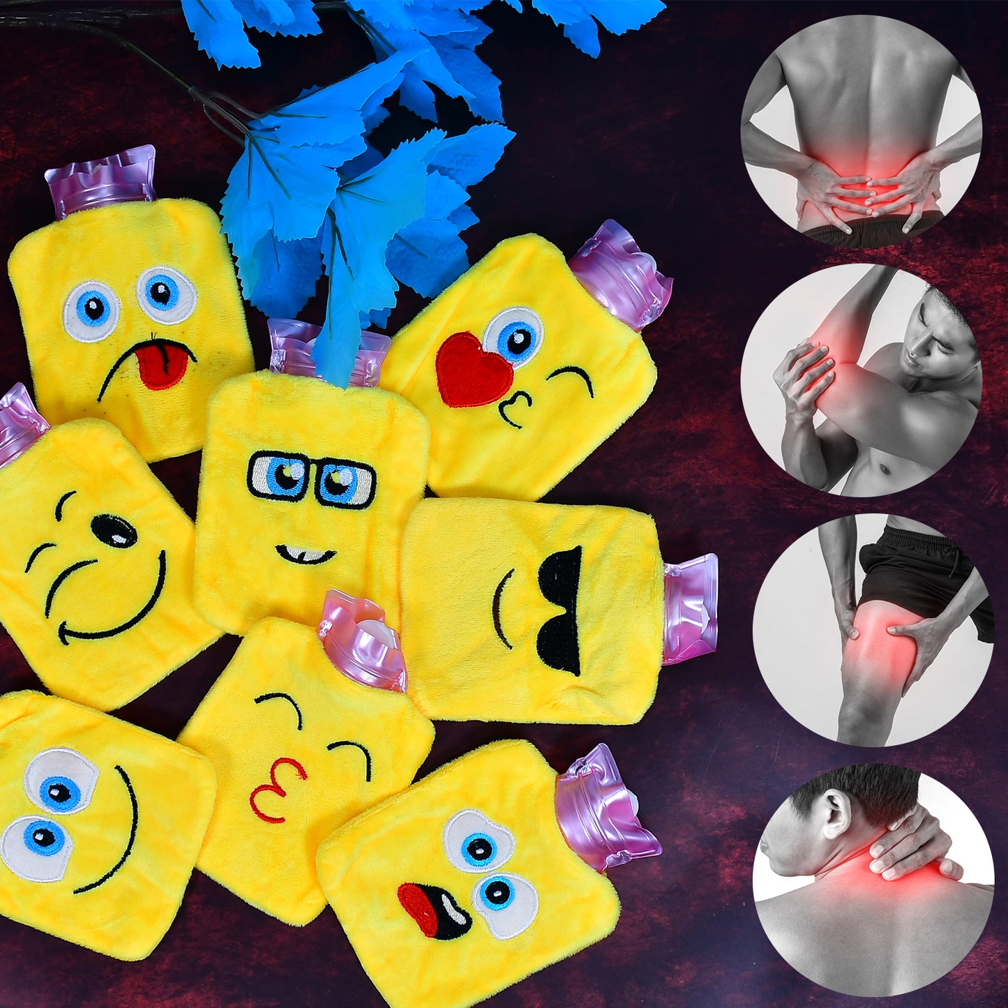 1pc Mix Emoji Designs Small Hot Water Bag With Cover For Pain Relief Neck Shoulder Pain And Hand Feet Warmer Menstrual Cramps. - Happy Price - Image 5