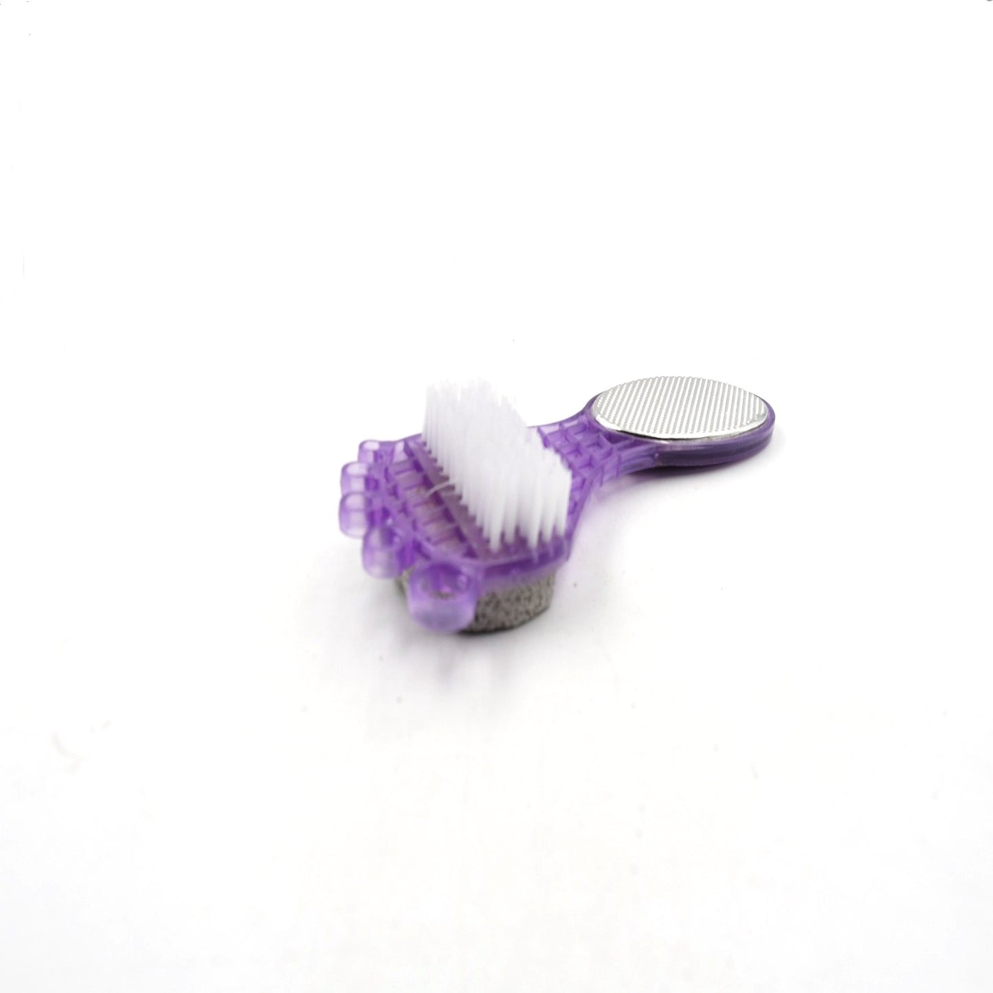 4 In 1 Pedicure Tool For Rough  Dry Feet Dual-sided With Pumice Stone Soft Brush Steel Scrubber  Emery File Softens Hard Foot Corns  Calluses Cleanses  Smoothens Dull Feet - Happy Price - Image 6