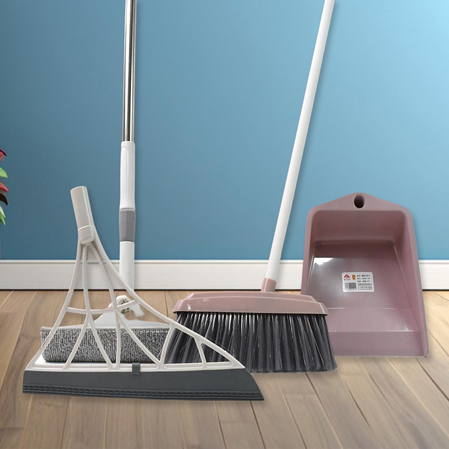 Dustpan Kitchen Wiper Window Cleaning Squeegee Tool  Broom Brush (4 Pcs Combo) - Happy Price - Image 3