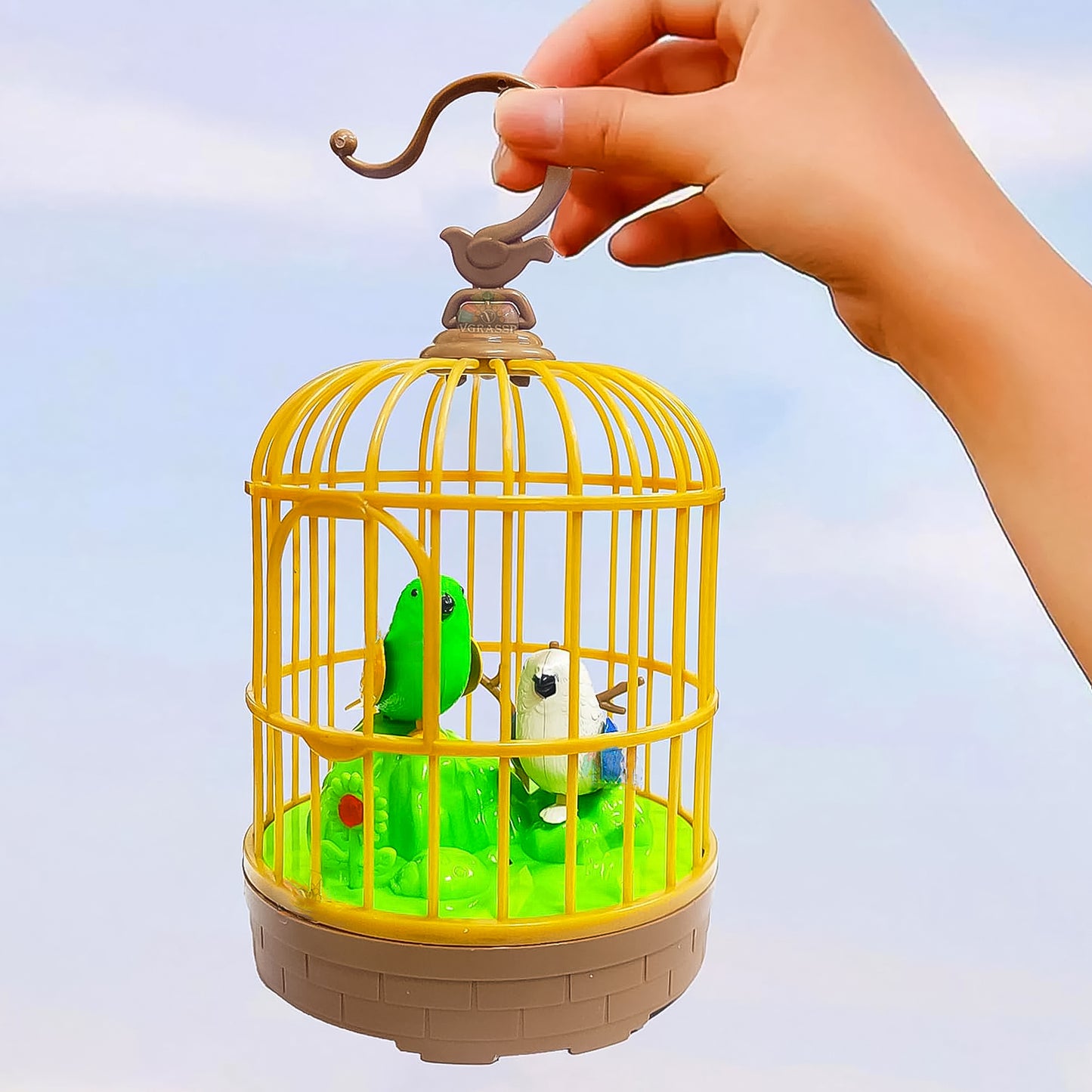 Sound Activated Chirping Bird In Hanging Cage Beautiful Pinjra Bird Toy (1 Pc  Battery Not Operated) - Happy Price - Image 4
