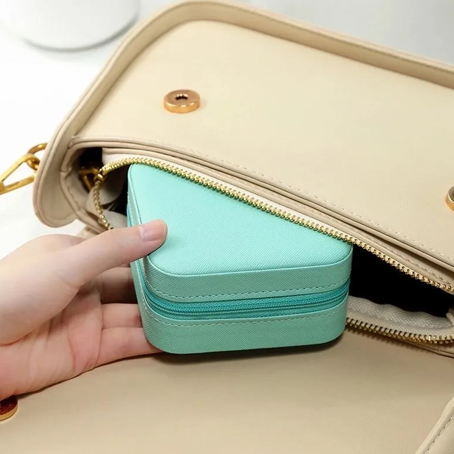 Jewellery Box For Women Mini Portable Jewelry Box Organiserpu Leather Jewlerrying Display Holder Small Travel Jewellery Box For Girls Women Mother Daughte Travel Ring Pendant Earring Necklace Storage Case - Happy Price - Image 7