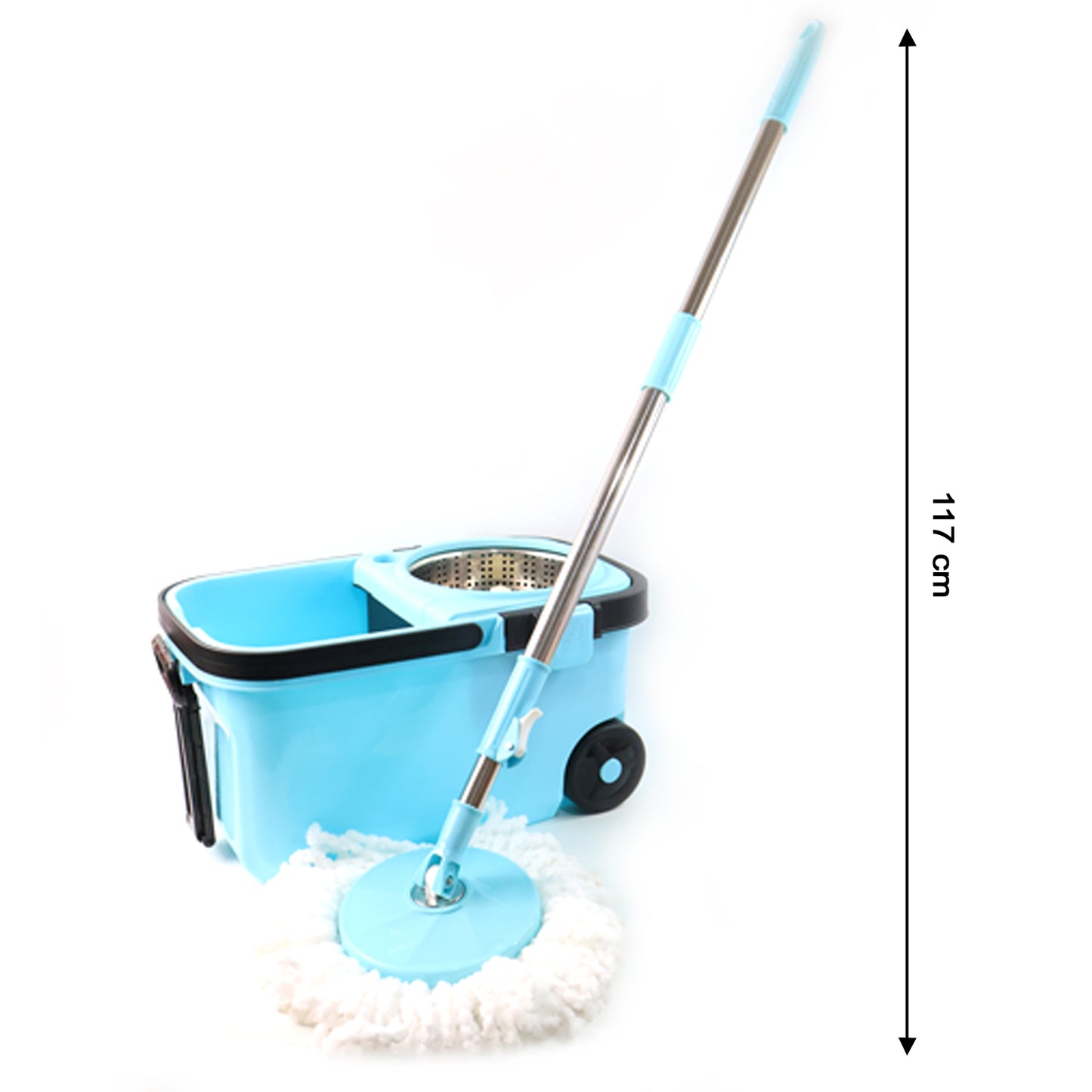360 Spin Mop with 2 Super Absorbent Microfiber Heads & Wheels Bucket