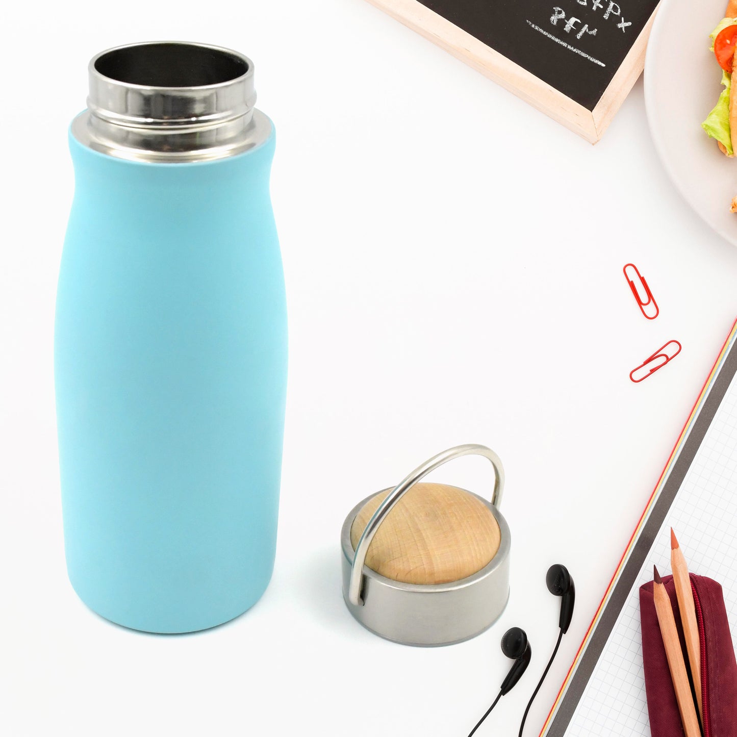 Stainless Steel Water Bottle With Handle Fridge Water Bottle Stainless Steel Water Bottle Leak Proof Rust Proof Hot  Cold Drinks Gym Sipper Bpa Free Food Grade Quality Steel Fridge Bottle For Officegymschool (360 Ml) - Happy Price - Image 4
