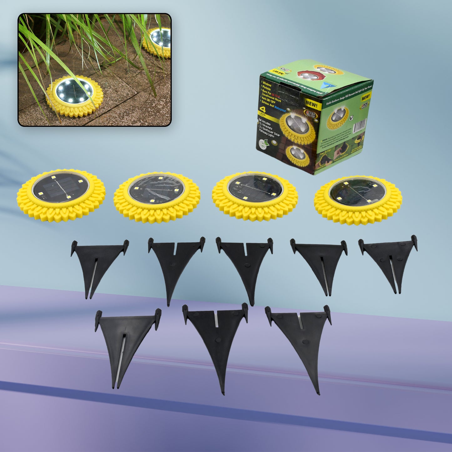 4 Pack Solar Pathway Lights - Waterproof LED Garden Disk Lights for Outdoor Yard & Lawn - Happy Price - Image 5