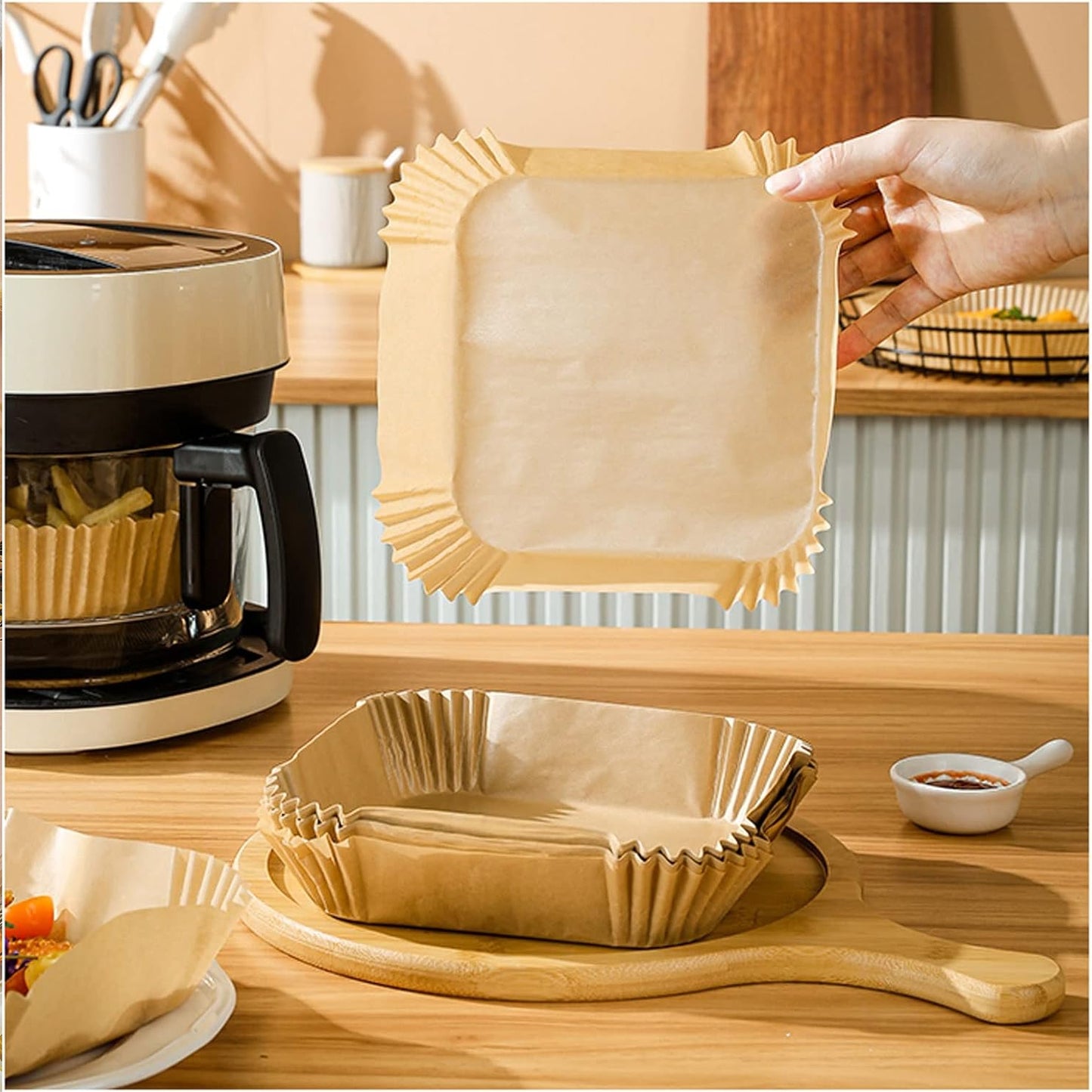 Square Air Fryer Disposable Paper Liner  (50 Pcs Set  160mmx45mm) - Happy Price - Image 6