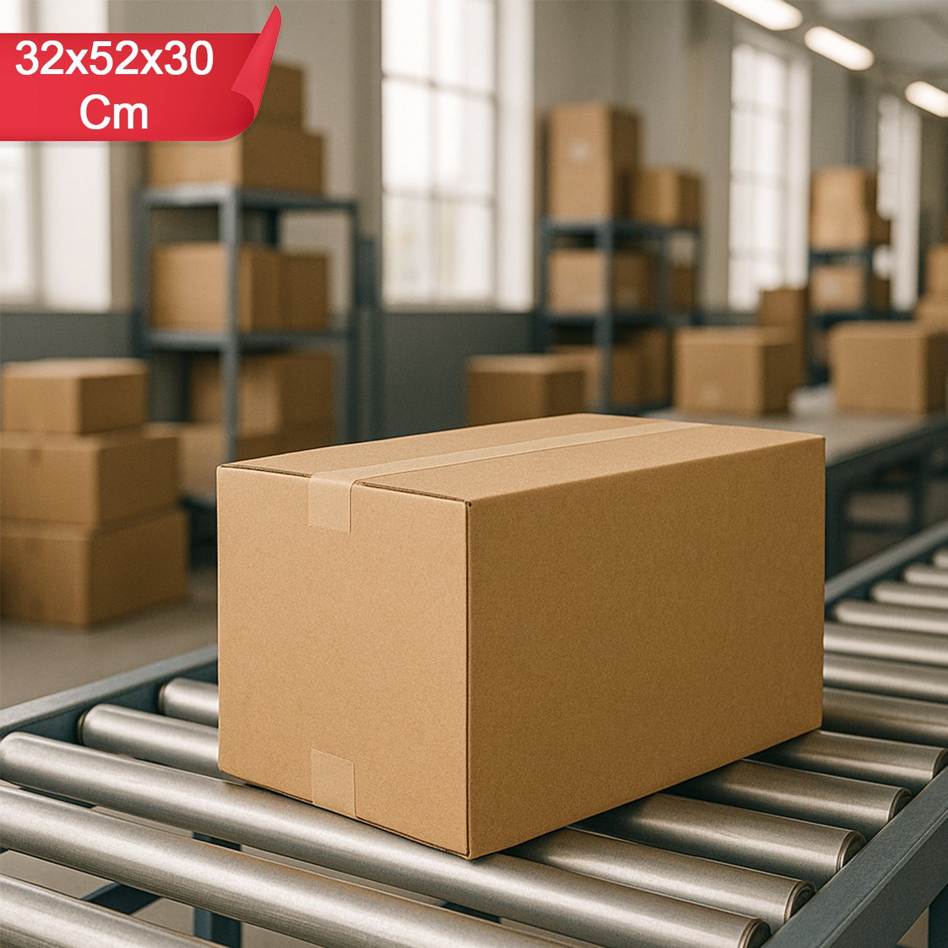 Durable Brown Corrugated Packing Box - 32x52x30 Cm, 1 Pc