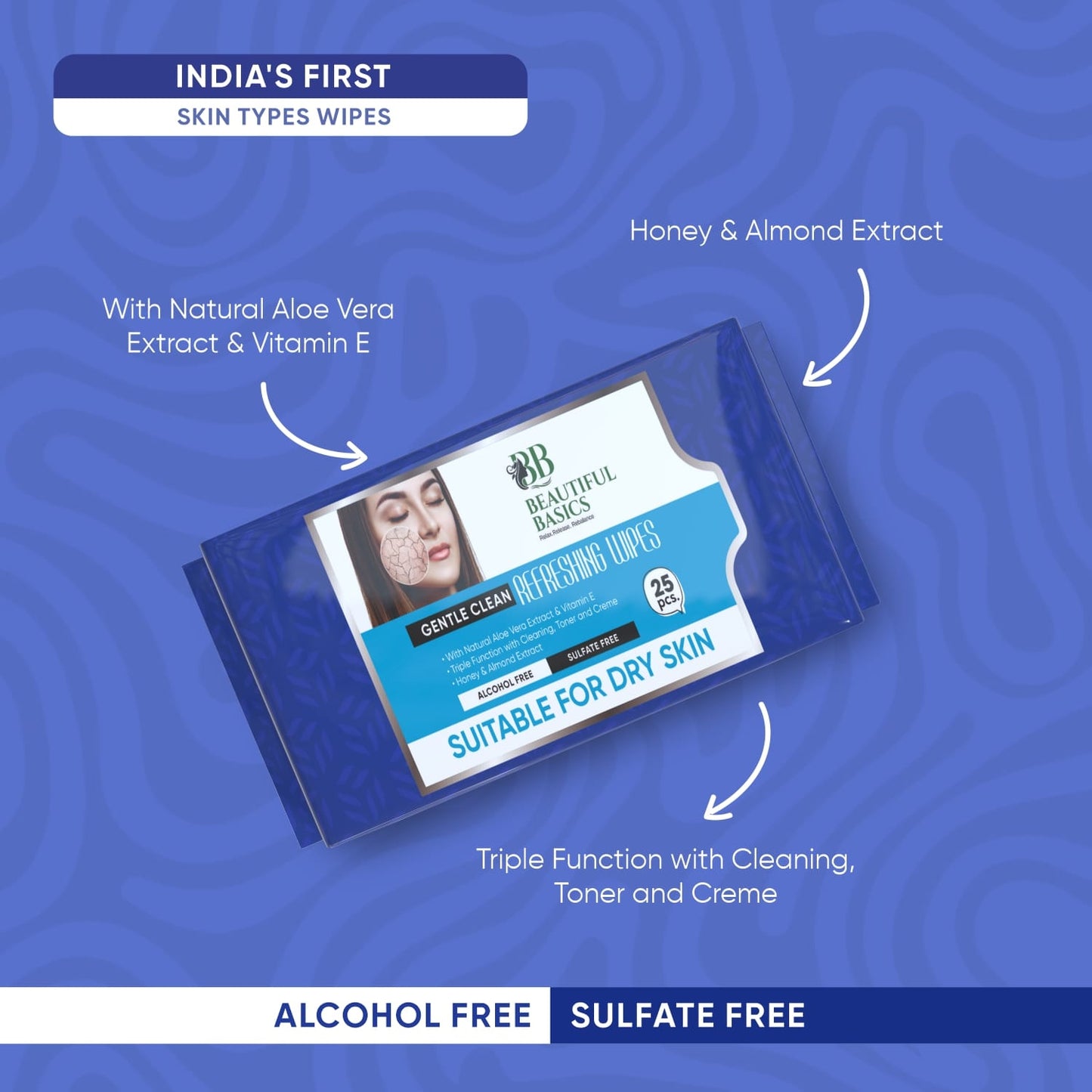 Refreshing Wet Wipes For Face  Facial Cleansing  Refreshing  Skin Hydration Soothing For Skin  Ph Balance  Alcohol Free  Nourishing With Fruit Extract  25 Wipes - Happy Price - Image 3