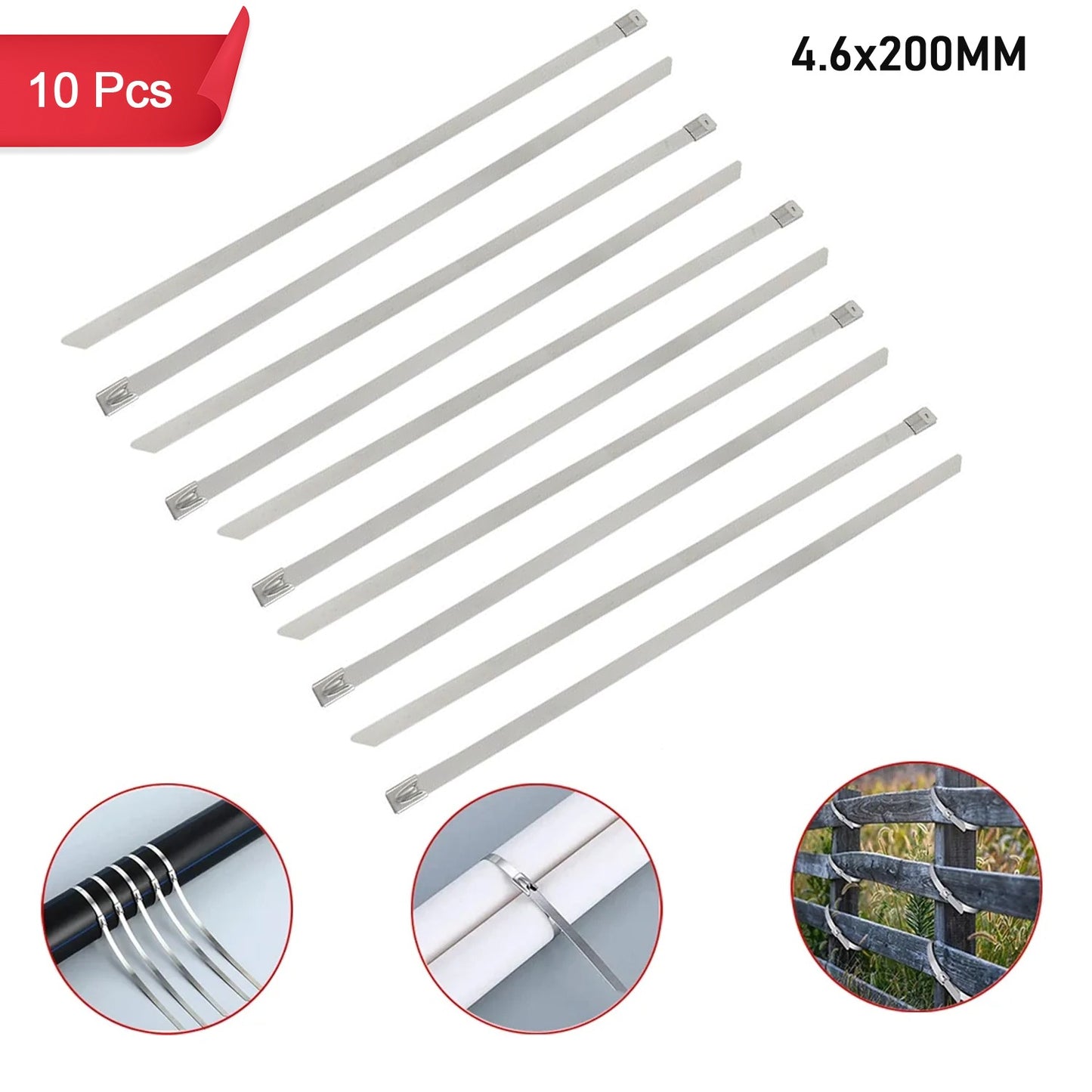 Multipurpose Stainless Steel Cable Tie (10 Pcs Set  4.6x200mm) - Happy Price - Image 3