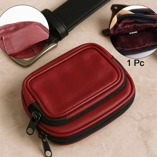 Premium Synthetic Leather Zippered Organizer Pouch for Cards & Small Accessories