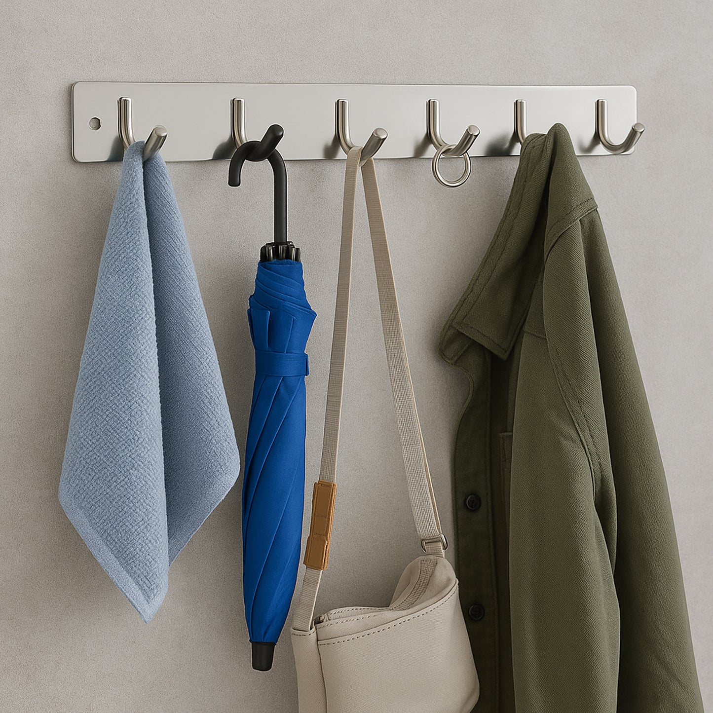 Stainless Steel Wall Mounted Coat 6 Hook Rack (32x3  1pc) - Happy Price - Image 3