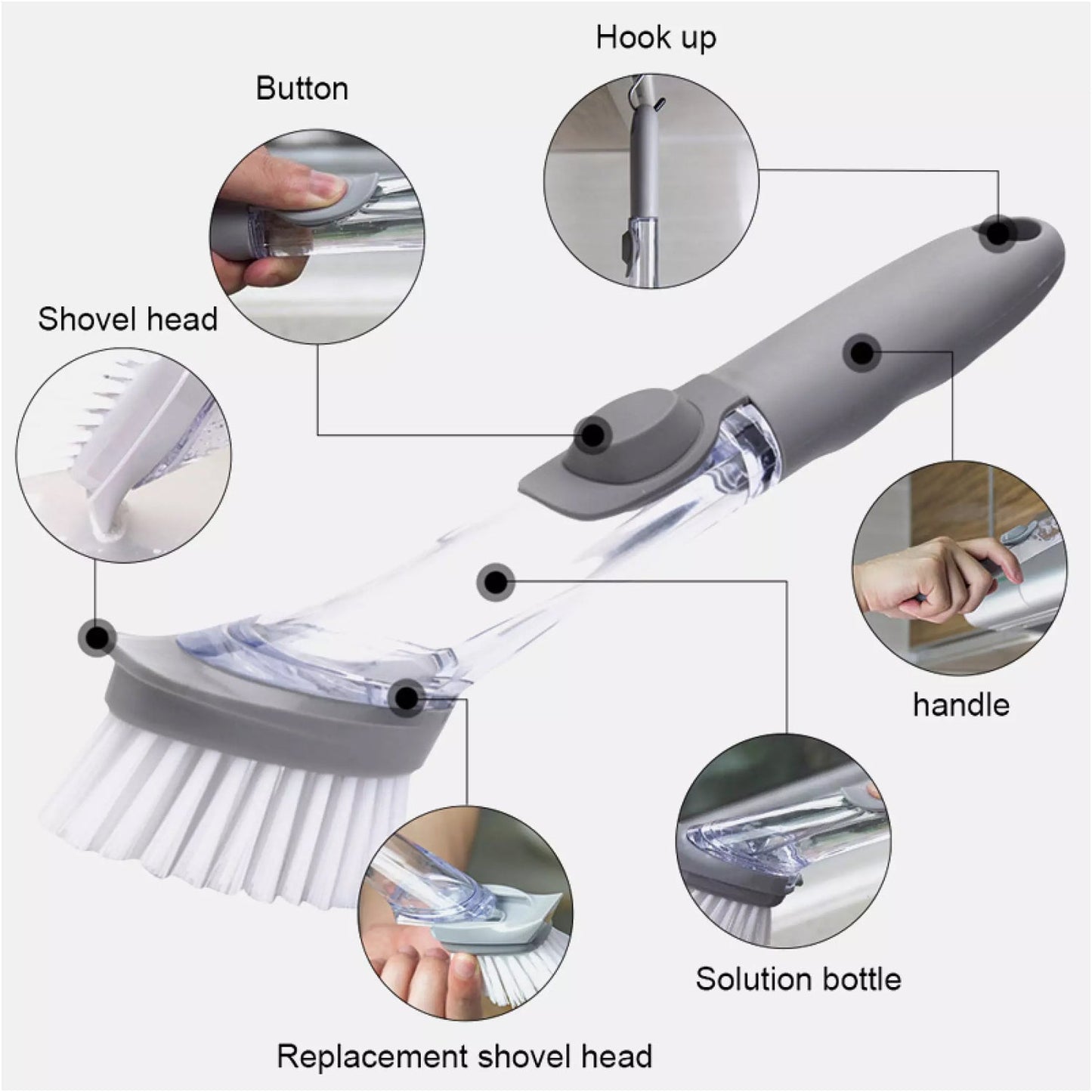 2-in-1 Long Handle Dishwashing Brush with Soap Dispenser - Happy Price - Image 3