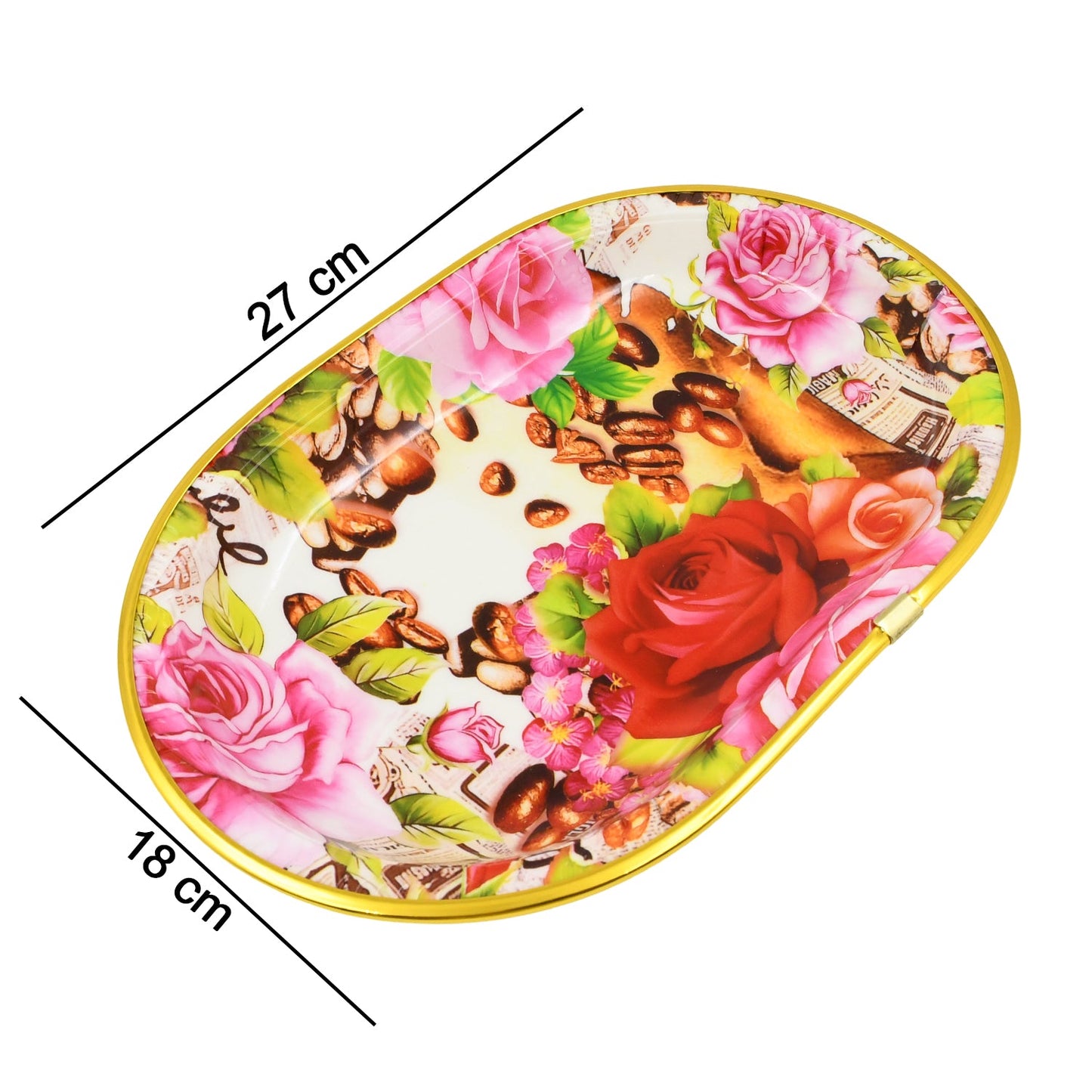 Small Plastic Flower Printed Design Serving Tray (1 Pc  27 X 18 Cm) - Happy Price - Image 4