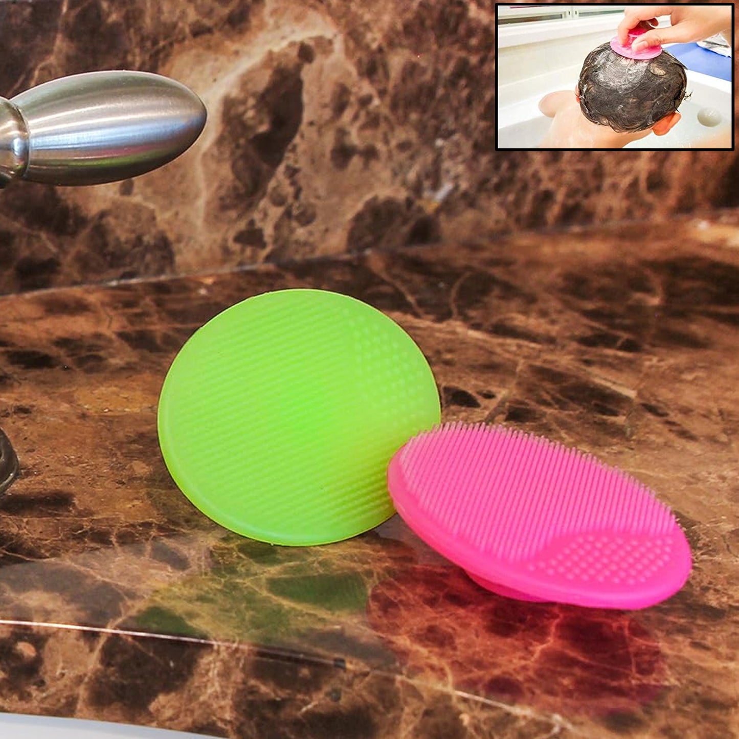 Bath  Facial Cleansing Brush Soft Silicone Face Scrubber (2 Pc Set) - Happy Price - Image 4