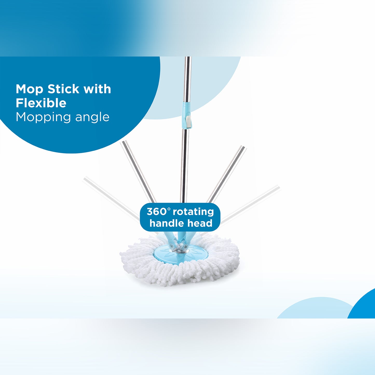 Sporty Plastic Spin Mop With Bigger Wheels And Plastic Auto Fold Handle For 360 Degree Cleaning. - Happy Price - Image 3