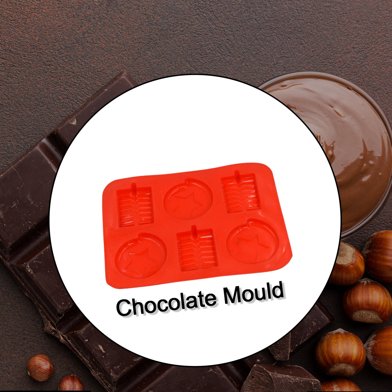 6cavity Chocolate Mould Tray  Cake Baking Mold  Flexible Silicon Ice Cupcake Making Tools - Happy Price - Image 1