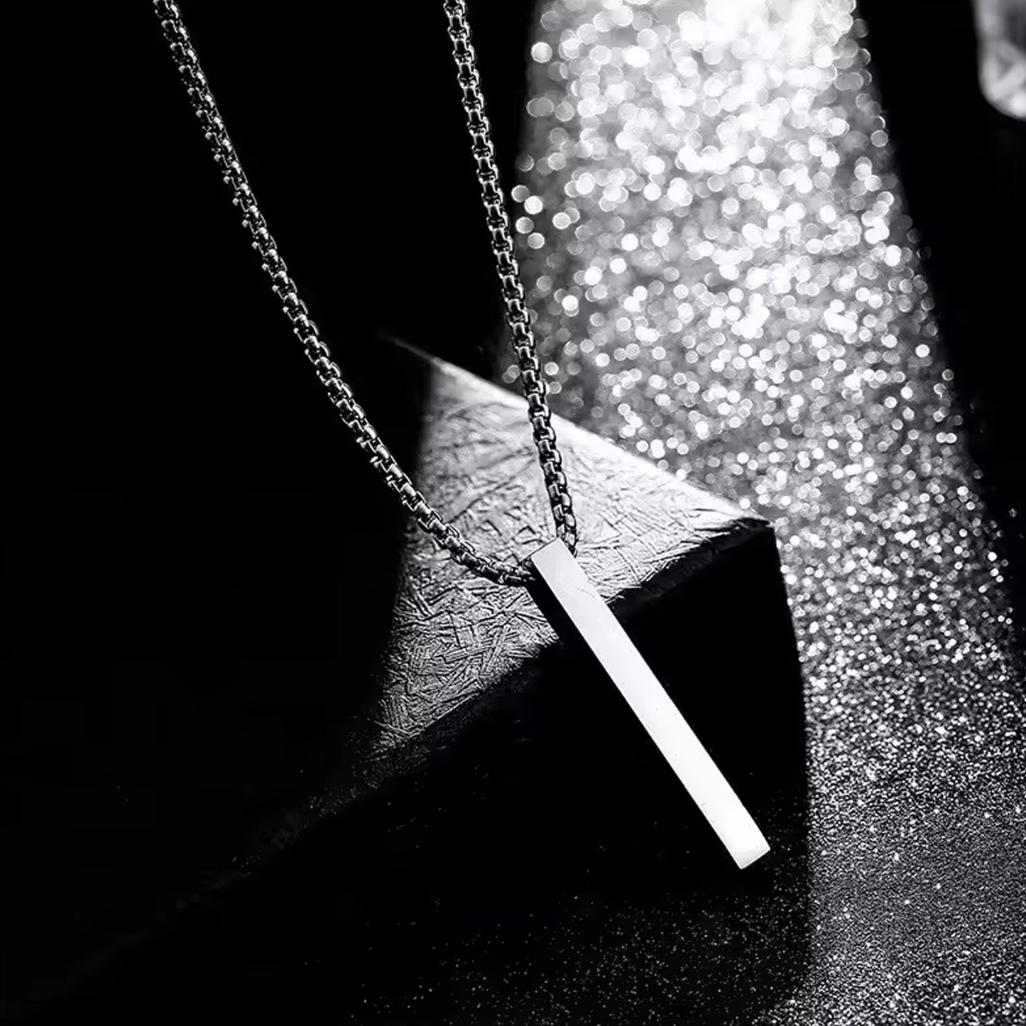 Stainless Steel Plain Stick Shape Locket With Chain (1 Pc) - Happy Price - Image 6