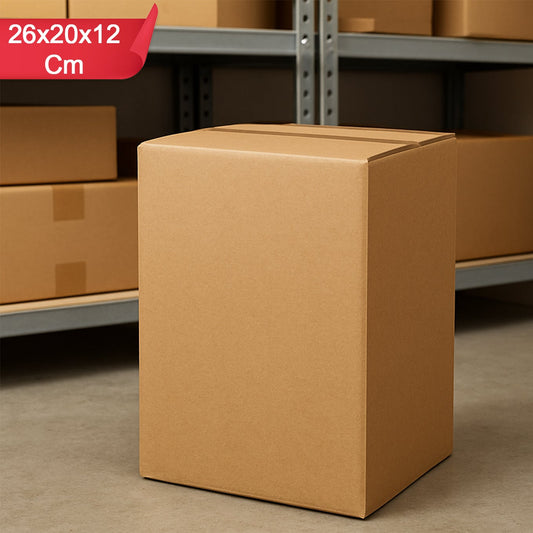Durable Brown Corrugated Packing Box - 26x20x12 cm, 1 Piece