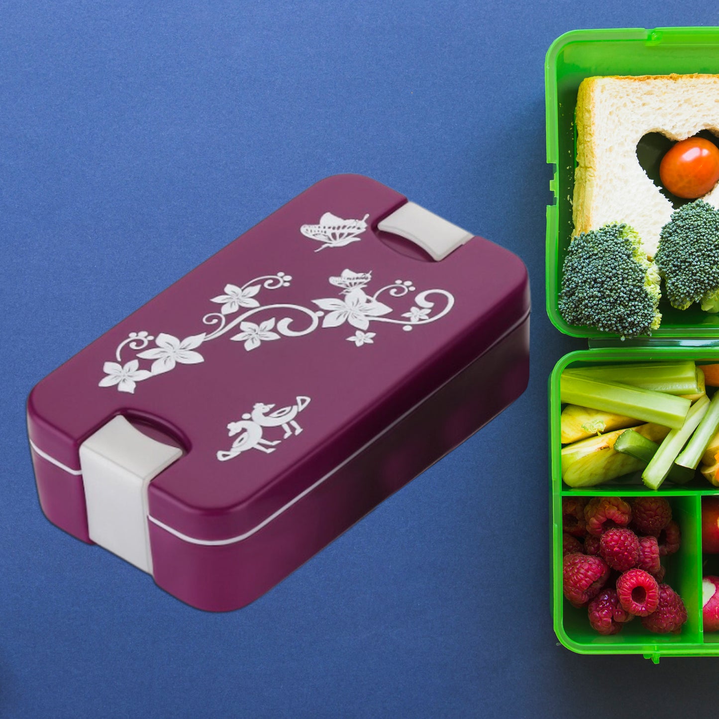 Airtight Lunch Box 2 Compartment Lunch Box Leak Proof Food Grade Material Lunch Box Modern Appearance  Compact Lunch Box With Spoon - Happy Price - Image 4