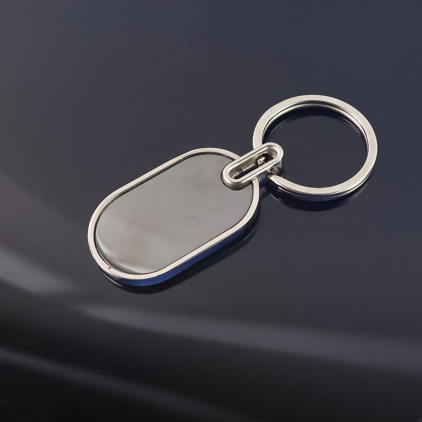 Elegant Black  Silver Oval Metal Keychain (1 Pc) - Happy Price - Image 5