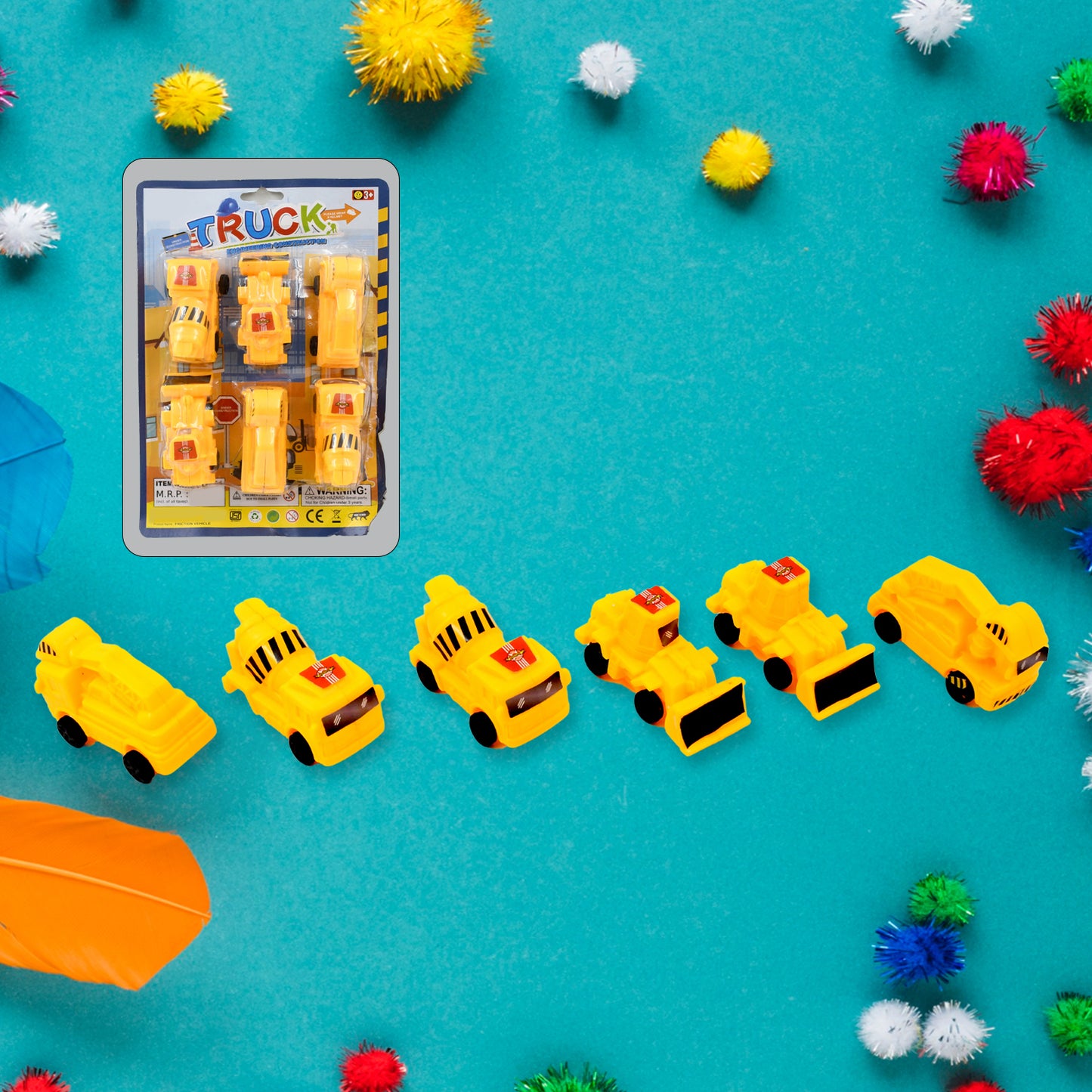 Vehicle Car Engineering Automobile Construction Car Toys Set For Children Kids Crane Excavator Road Roller Forklift Mixer Truck Transporter Truck Machine Construction Toys (6 Pcs Set) - Happy Price - Image 2