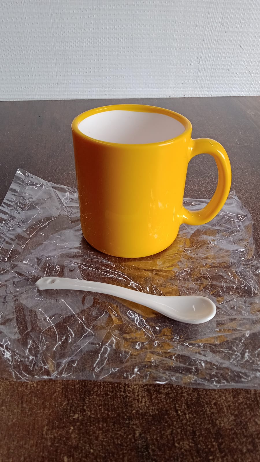 Ceramic Mug with Spoon Set for Hot & Cold Drinks - Glossy Finish