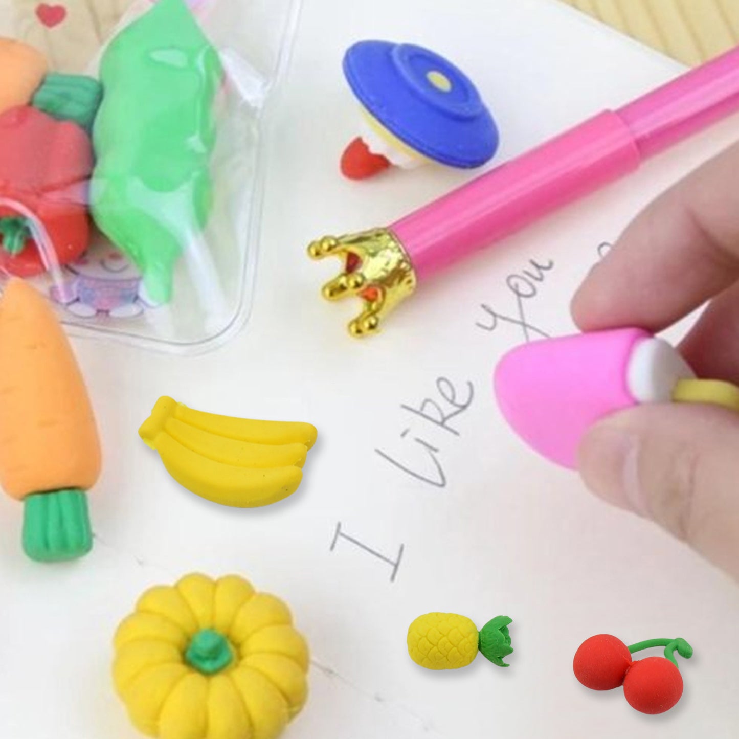 Mix Design Fancy  Stylish Colorful Erasers (1 Set  3 Pc Set) - Happy Price - Image 3