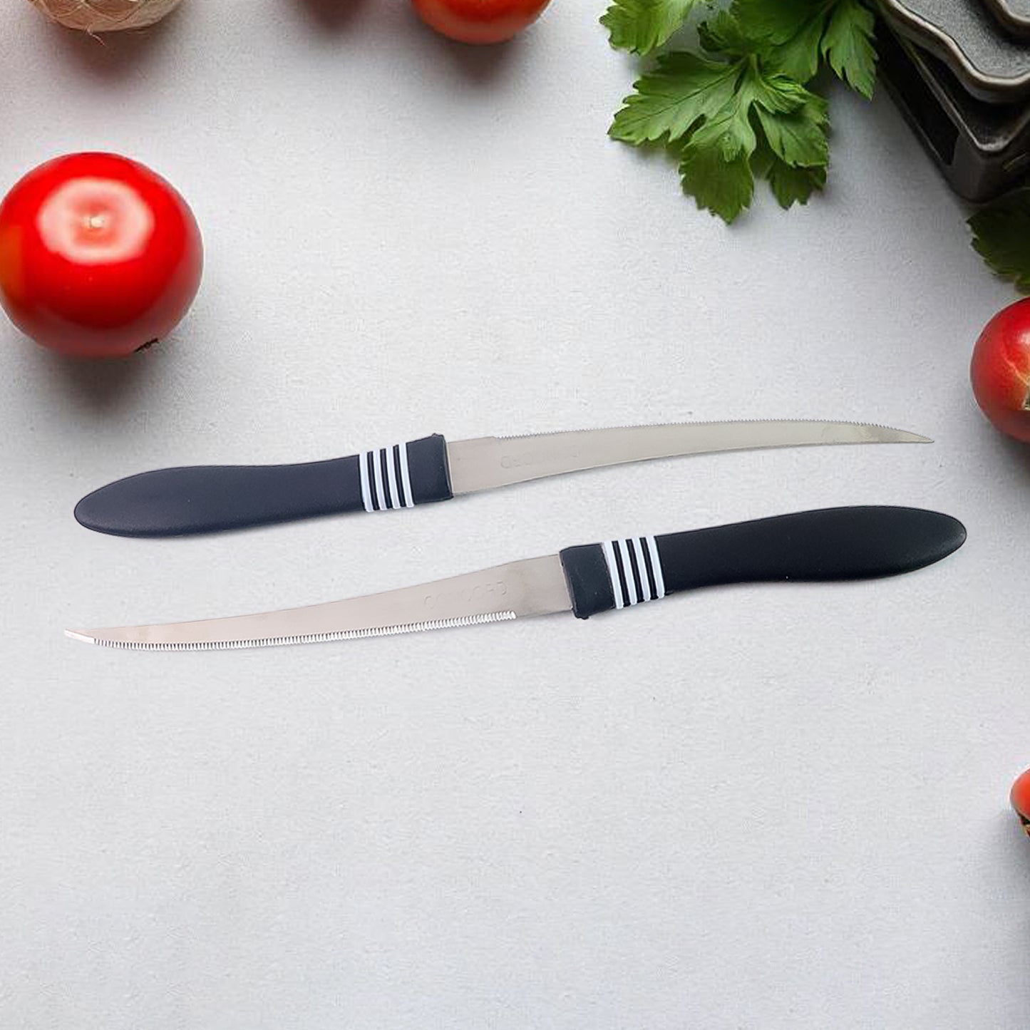 Premium Curved Serrated Stainless Steel Kitchen Knife Set (Mix Color  2 Pc) - Happy Price - Image 6