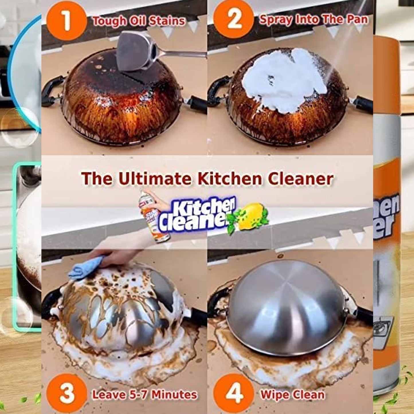 Multipurpose Bubble Foam Cleaner Kitchen Cleaner Spray Oil  Grease Stain Remover Chimney Cleaner Spray Bubble Cleaner All Purpose Foam Degreaser Spray (500 Ml) - Happy Price - Image 4