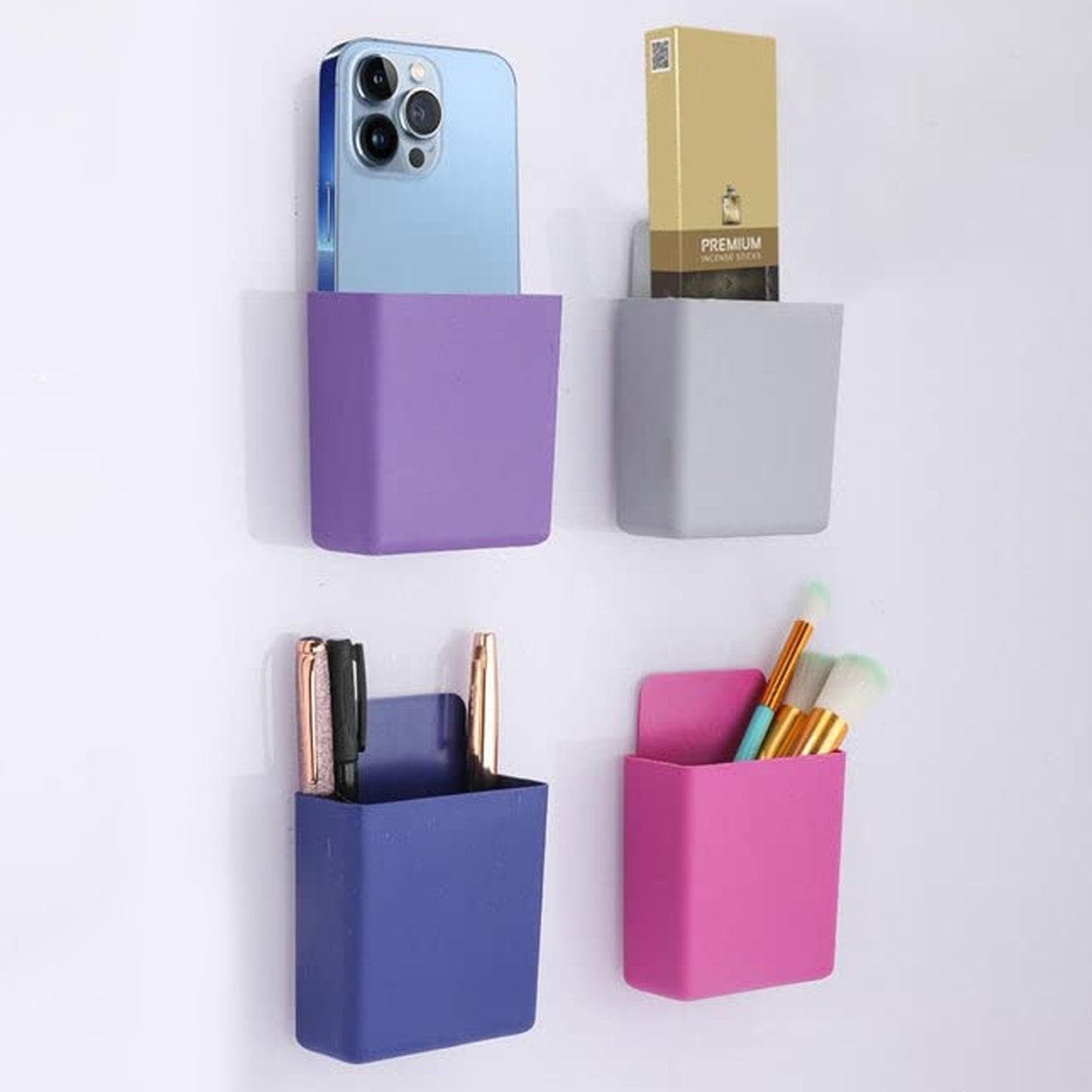 Multipurpose Plastic Wall Mounted Remote  Mobile Holder Stand  (Pack Of 4) - Happy Price - Image 3