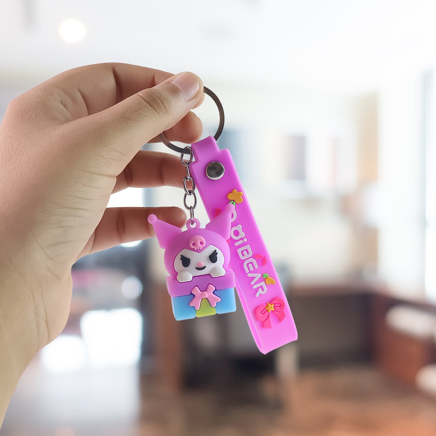 Cute Cartoon Silicone 3d Key Chain With Metal Hook  Strap (Pack Of 1) - Happy Price - Image 6